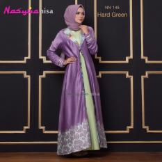 Nasywanisa NN145 Gamis Dress Panjang Ibu Menyusui Batik Hijau Pupus - Hard Green
