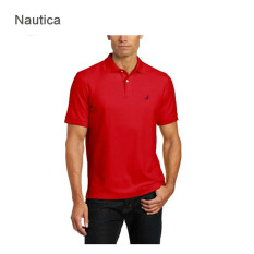 Nautica Warna Solid Pria Lengan Pendek Slim T-shirt (Merah Tua)