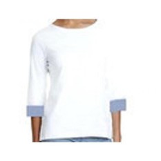 Nautica Wanita Chambray Kasual Manset Populer/Leeve TERBAIK!-Internasional