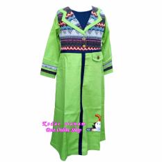 nawafa Gamis Anak busana Muslim warna Hijau muda kombinasi Corak daera