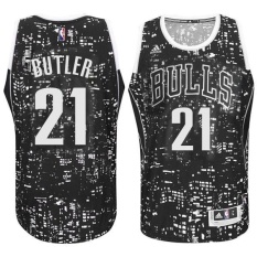 NBA Pria Chicago Sapi #21 Jimmy Butler Lampu Kota Basketball Jersey Hitam Harga Bagus Kualitas Tinggi-Intl