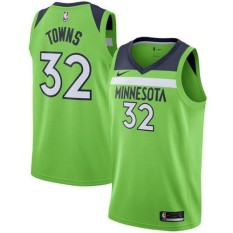 NBA Pria Minnesota Timberwolves Kota Karl-anthony #32 Hijau Swingman Basket Jersey Edisi Pernyataan Musim Panas Kualitas Tinggi Nyaman (Hijau) -Intl
