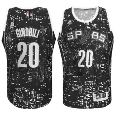 NBA Pria San Antonio Spurs #20 Manu Ginobili Lampu Kota Basketball Jersey Hitam Harga Bagus Berkualitas Tinggi- INTL