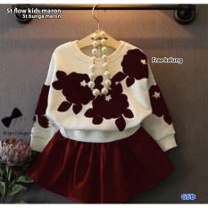 NCR - Baju Setelan Rok Anak / Set Bunga Maroon