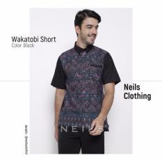 Neils Kemeja Batik Pria Wakatobi Black - Tangan Pendek
