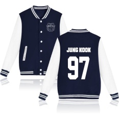 Baru Kedatangan BTS Bangtan Boys Pria Jaket Hoodies Sweatshirt Baseball Seragam J-hope Jin Jimin V Suga Lengan Panjang Jaket Plus Ukuran Maxi XXXXL Tinggi Kualitas Jaket Hoody Sweatshirt untuk Pecinta Laki-laki Teman JUNG KOOK 97 (Navy Biru) -Intl