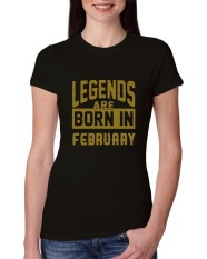 Baru Desain Kedatangan Legenda Lahir Pada Bulan Februari Junior Fit 2018 T Shirt untuk Wanita Hitam-Intl
