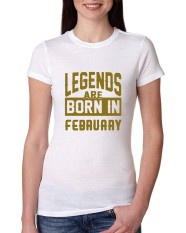 Baru Desain Kedatangan Legenda Lahir Pada Bulan Februari Junior Fit 2018 T Shirt untuk Wanita Putih-Intl