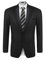 Baru Arrival Sunweb Pria Lengan Panjang Kerah Ramping Sesuai Blazer Satu Tombol Kantong Tutup Bisnis Setelan Jaket (Hitam) -Internasional