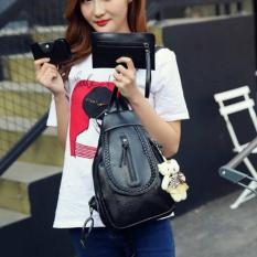 NEW ARRIVAL+BEST SELLER QQ121939 Black Ransel 3In1 TAS IMPORT WANITA MURAH KOREA STYLE