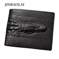 Baru Terbaik Hot Sale Buaya Pria Dompet Kulit Asli Klasik Hitam Bifold Pria Dompet-Intl