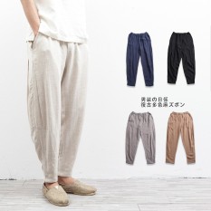 Baru Gaya Cina Man Seluar Panjang Linen Casual Pant Fashion Haren Celana Celana-Intl