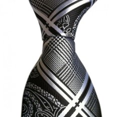 New Classic Black Floral Silk Setelan Pria Tie-Intl