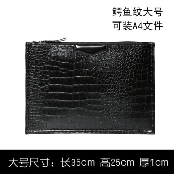 New Clutch Men Crocodile Grain Clutch Single Shoulder Crossbody Bag Hand Bag Messenger Bag File Handbag Cool -Black - intl