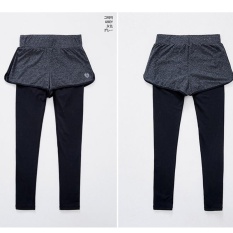 Baru Dua Potong Palsu Erat Suka Diemong Celana Panjang Cinta Apakah Tipis Yoga Fitness Pants-Intl