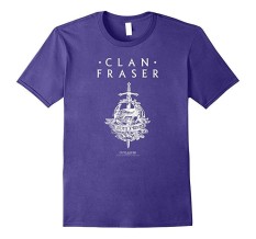Baru Modis Lucu Outlander Klan Fraser dengan Emblem Kausal 100% Katun Pria Lengan Pendek T Kaus Ungu-Internasional