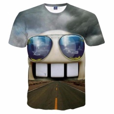 Baru Fashion Pria/Wanita 3D T-shirt Cetakan Lucu Road Di Kacamata Cat Mulut Summer Tops Celana Pendek Lengan Tees Tshirts -Intl