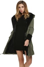 Baru Fashion Wanita Faux Fur Coat Casual Hooded Parka Jaket Panjang Outwear (Hijau Tentara)-Intl