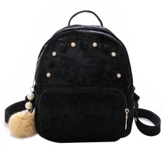 Baru Fashion Wanita Mini Velvet Backpack Casual Schoolbag untuk Remaja Girls (Hitam)-Intl
