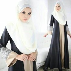 Baru High-end Disambung Muslim Dress, Melayu Gadis Indonesia, Lace Lengan Pakaian Musim Panas (hitam)-Intl
