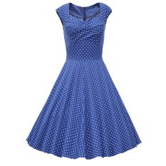 New Hot Ayunan Gede Retro Gaun Berbentuk Tutu Dalam Polka Dot Warna Ukuran Better Wanita Baju Biru