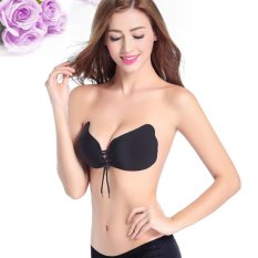 New Hot Ladies Hardly Breathe Silicone Invisible Bra Gaun Malam Wanita Payudara Angkat Push Up Bra-Hitam