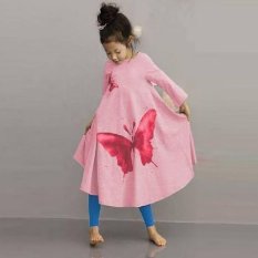 Baru Panas Jual Fashion Bayi KIDS Anak Perempuan Putri Besar Kupu-kupu Cetak Gaun 2t-10 Anak-anak Pantai Gaun Balita Pakaian Kasual Kostum Jubah Bapteme-Intl