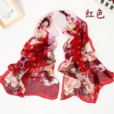 Baru Panas Jual Fashion Desain Wanita Tipis Sifon Floral Dicetak Kantong Jilbab Gradien Pantai Musim Panas Kasual Syal Sutra Panjang Bungkus Pashmina #2-Intl