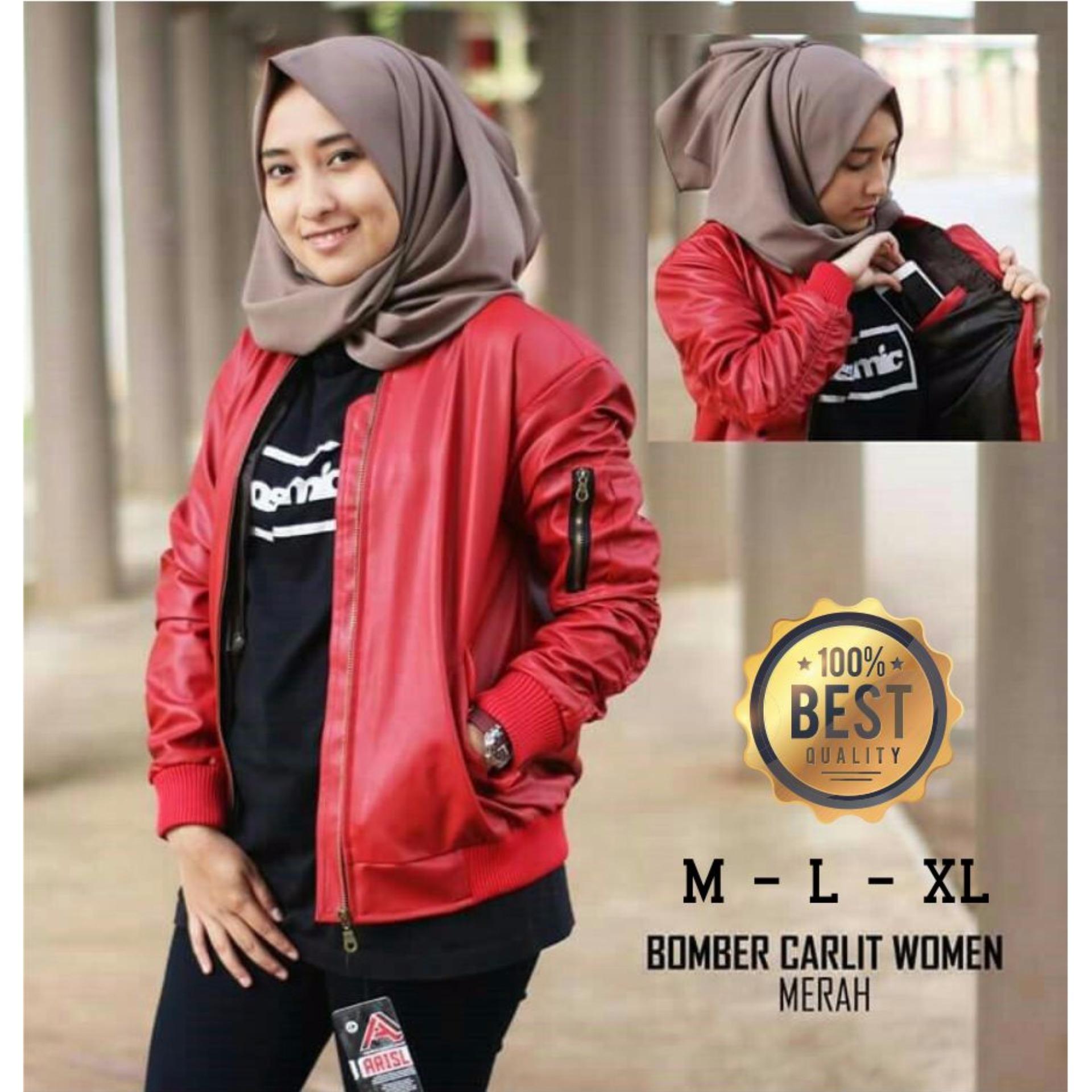 NEW Jaket Bomber Kulit Woman Sporty - Jaket kulit wanita