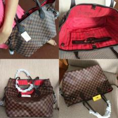 New Koleksi Terbaru Tas Branded Lois Vuitton Lv Neverfull Motif Damier Bahan Kulit Lv Baru