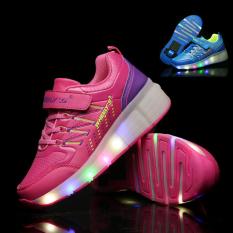 Baru Lampu LED Roda Tunggal Roller Skate Wheelys Sneakers Sepatu (Merah)-Intl