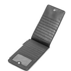 Baru Pria Kulit Dompet Panjang Menenun Zipper Dompet Bisnis Tas Telepon Tipis Dilipat Pengait Kartu Pemegang Tas Tangan (HITAM) -Intl