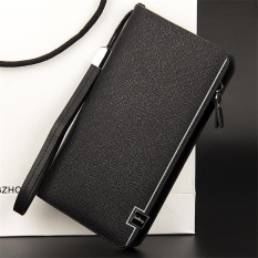 Baru Pria Bisnis Berkualitas Dompet Kasual Kulit Sapi Kulit Tas Multifungsi Praktis Pemegang Kartu Formal Modis Tas Tangan Wristlet Pergelangan Tangan Tas (hitam) -Internasional