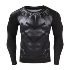 Baru PRO Olahraga Pakaian Superman Panjang Lengan Tee Shirt Fitness Latihan Latihan Kemeja Pria (Panther)-Intl