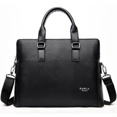 Baru PU Leathe Mens Tas Mens Tas Bisnis 14 Inci (hitam)-Intl