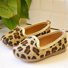 Sepatu Single Baru Korea Versi Inggris Leopard Sepatu Kopi Hitam-Internasional