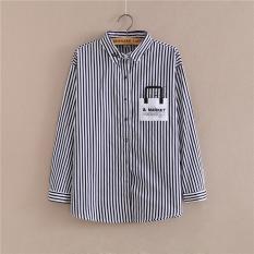 Baru Musim Semi Musim Gugur Wanita Casual Stripe Wanita Shirt Pasar Pencetakan Desain Busana Wanita Shirt Tops Tren Baru SHIRT -Intl