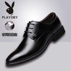 Gaya Baru Fashion Pria Breathable Kulit Bisnis Formal Play Boy Sepatu (HITAM Normal)-Intl