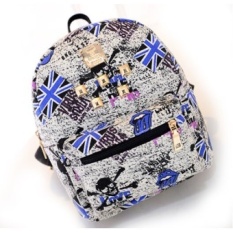 Baru Gaya Baru Wanita Kanvas Ransel Laptop Bunga YANG BAGUS Printing Shoulder Bags Rivet Sekolah Backpack untuk Remaja Putri Olahraga Backbags Mochila -Intl-Intl