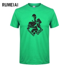Baru Musim Panas Palu Pemuda Lucu T-shirt Men Printed T-shirt Lengan Pendek 100% Cotton Casual Pakaian Baju Atasan Sejuk Tee (hijau) -Intl