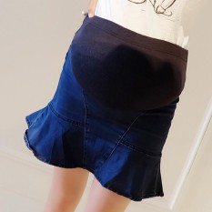 Baru Tide Rok Denim Denim Celana Pendek Wanita Hamil Rok Setengah Ukuran Ikan Ekor Perut untuk Wanita Hamil-Internasional
