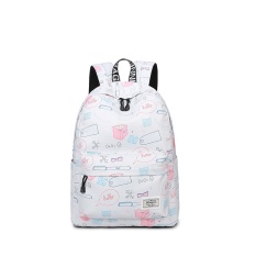 Baru Trendi Wanita Kapasitas Besar Tas Punggung Sekolah Buku Tas Pribadi Geometris Percetakan Gadis Ransel (Beige)-Intl