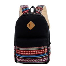Baru Unisex Kanvas Patchwork Backpack Gaya Nasional Soft Kasual Outdoor Tas Sekolah Ruckrack-Intl