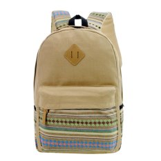 Baru Unisex Kanvas Patchwork Backpack Gaya Nasional Soft Kasual Outdoor Tas Sekolah Ruckrack-Intl