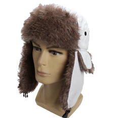 Baru Wanita Musim Dingin Pria Earflap Hangat Trapper Aviator Trooper Cap Rusia Ski Topi Putih-Intl