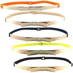 New Women Fashion Punk Bowknot Waist Belt Simple Band Elastic Metal Waist Belt - intl
