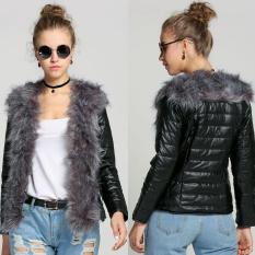 Baru Wanita Wanita Faux Mantel Kulit Bulu Luaran Jaket Hangat Pakaian Hitam-Intl