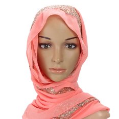 Baru Wanita Berlian Imitasi Muslim Syal Panjang Jilbab Islam Selendang Arab Shayla Hiasan Kepala-Intl
