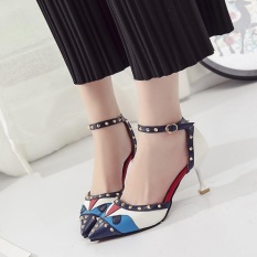 Baru Sepatu Wanita Eropa dan Amerika Serikat Kecil Rakasa Trendi Trendi Modis Bertumit Tinggi Sandal Biru-Intl