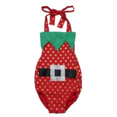 Newborn Bayi Girls Natal Bodysuit Halter Backless Polka Dots Baju Monyet-Internasional